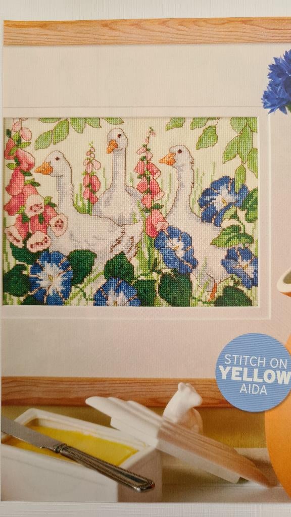 Witte ganzen borduurpatroon, Hobby en Vrije tijd, Borduren en Borduurmachines, Ophalen, Nieuw, Handborduren, Patroon