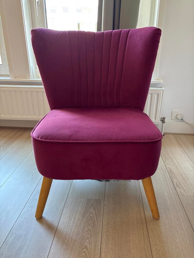 Mooie paarse velvet stoel, Ophalen, Overige kleuren, Zo goed als nieuw, Eén