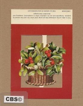 Poezieplaatje Mand met Mistletoe en Hulst 3408, Verzenden