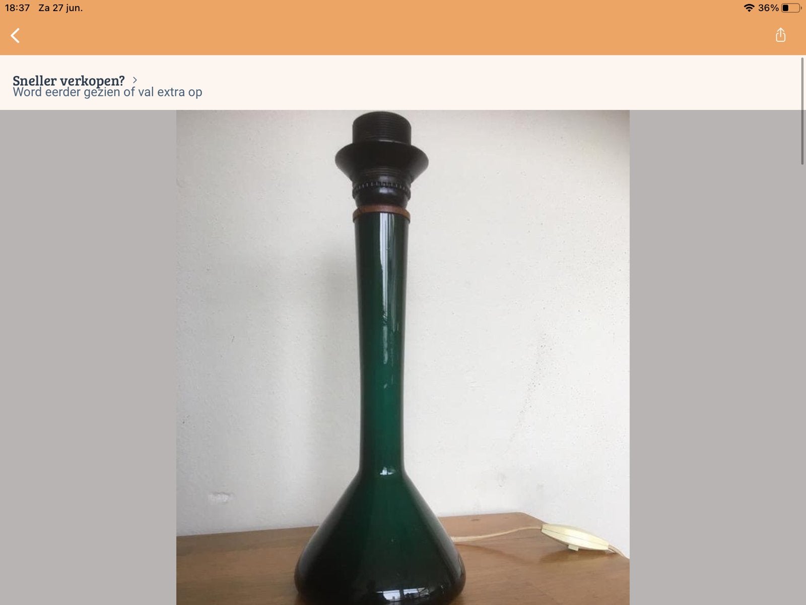 Vintage Holmegaard lampen voet jaren 60 van glas, Huis en Inrichting, Groen, Ophalen of Verzenden, Design, Glas