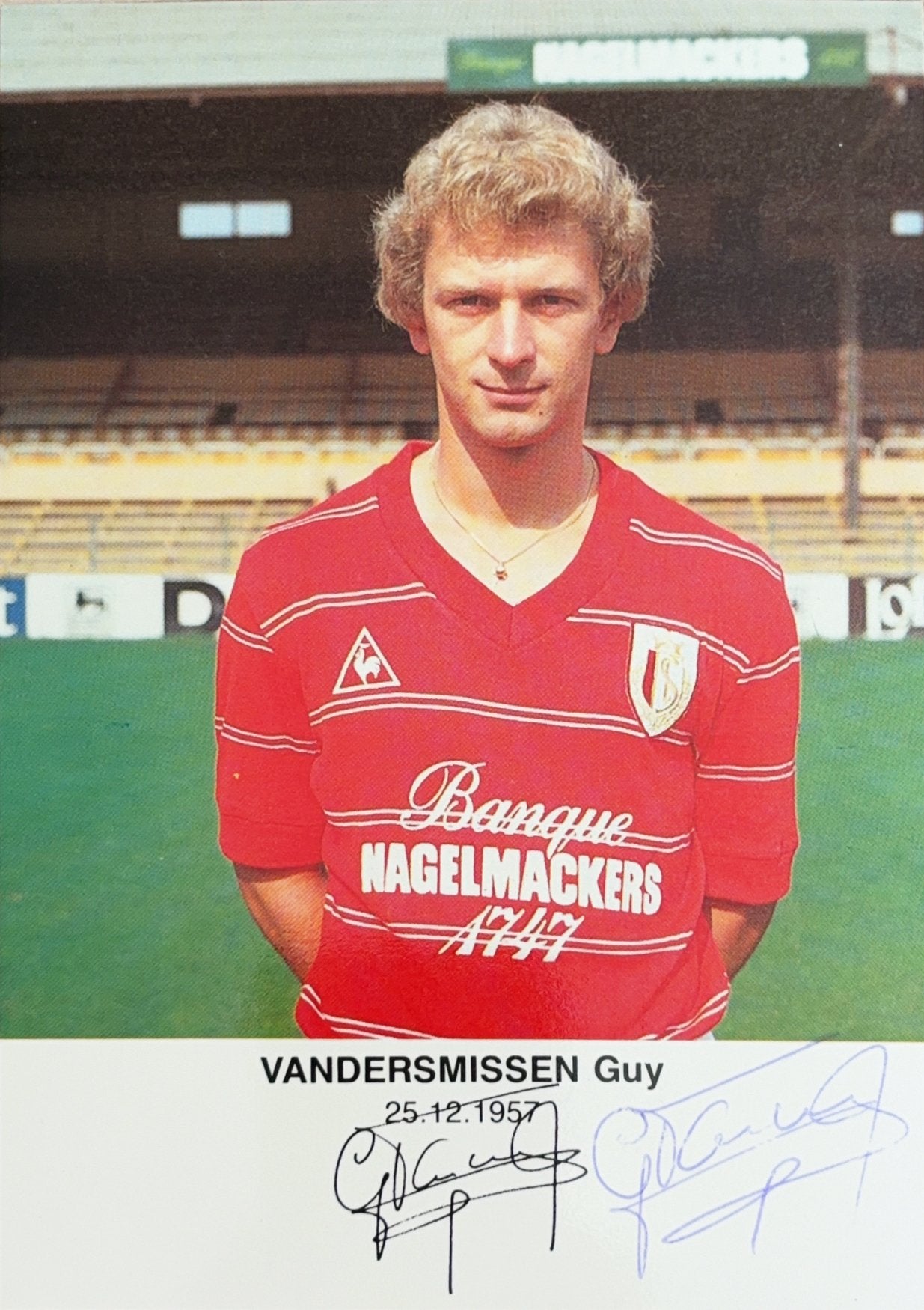 Spelerskaart Guy Vandersmissen - Standard Luik - 1983/1984, Ophalen of Verzenden, Zo goed als nieuw, Feyenoord, Spelerskaart