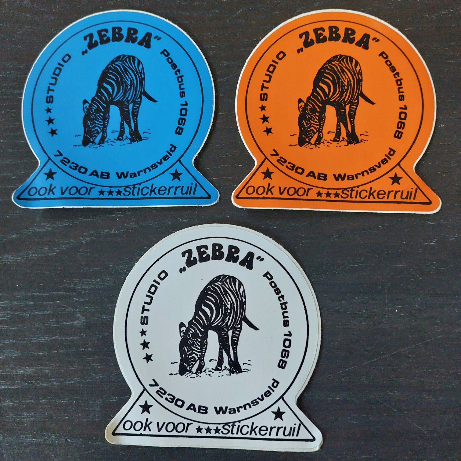 3 stickers Studio Zebra Warnsveld amateurzender piraten (1), Ophalen of Verzenden