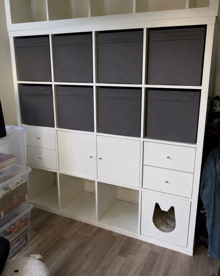 IKEA KALLAX 4x4 wit incl. 8 DRÖNA boxen, deurtjes en lades, Huis en Inrichting, Kasten | Wandmeubels, Ophalen, Zo goed als nieuw