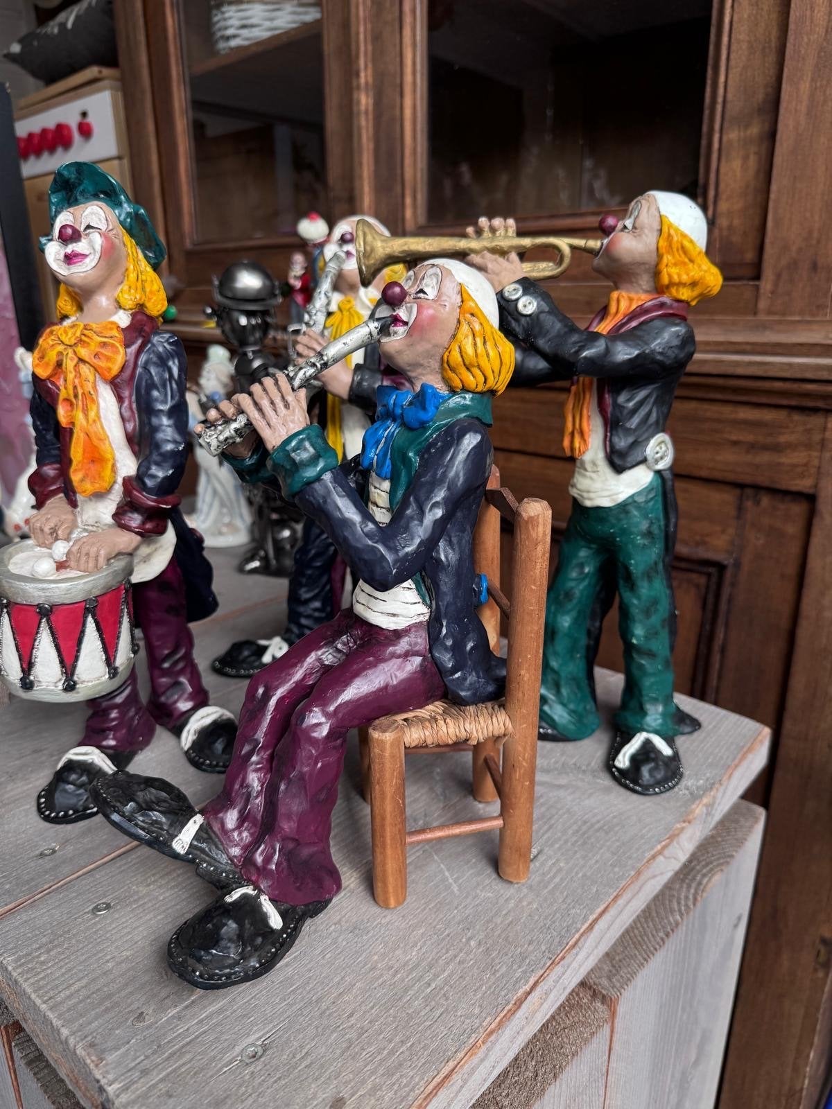 Uniek Clown Orkest Beeldje - Muzikale Clowns Decoratie, Verzamelen, Ophalen, Gebruikt