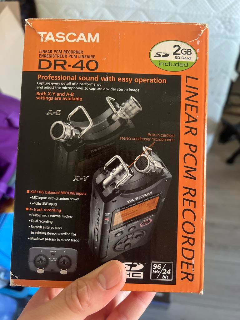 Tascam DR-40 Lineaire PCM Recorder met accessoires, Ophalen of Verzenden, Zo goed als nieuw