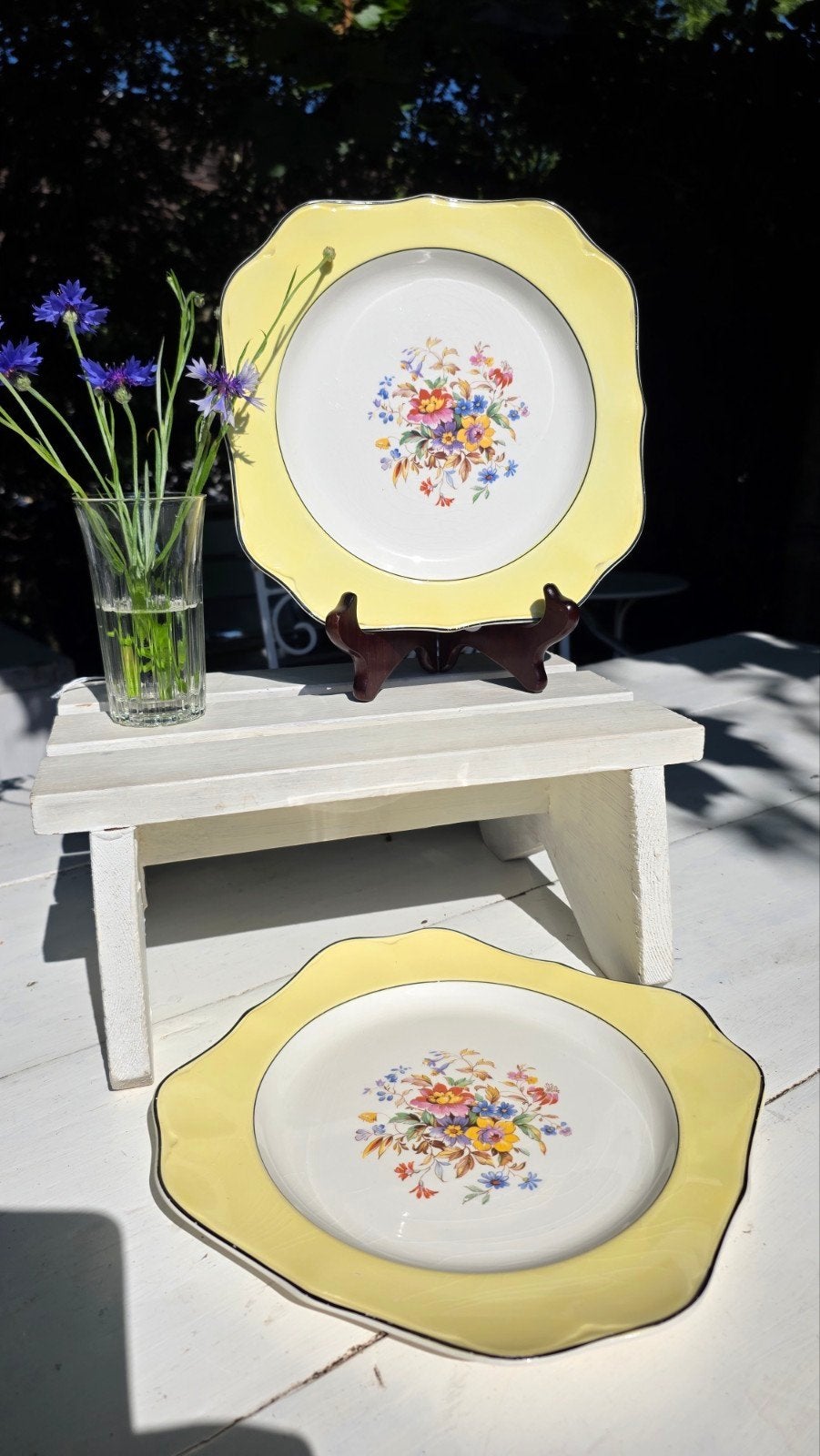 2 Vintage Johnson Brothers Pareek Borden - Geel, 22 cm, Ophalen of Verzenden