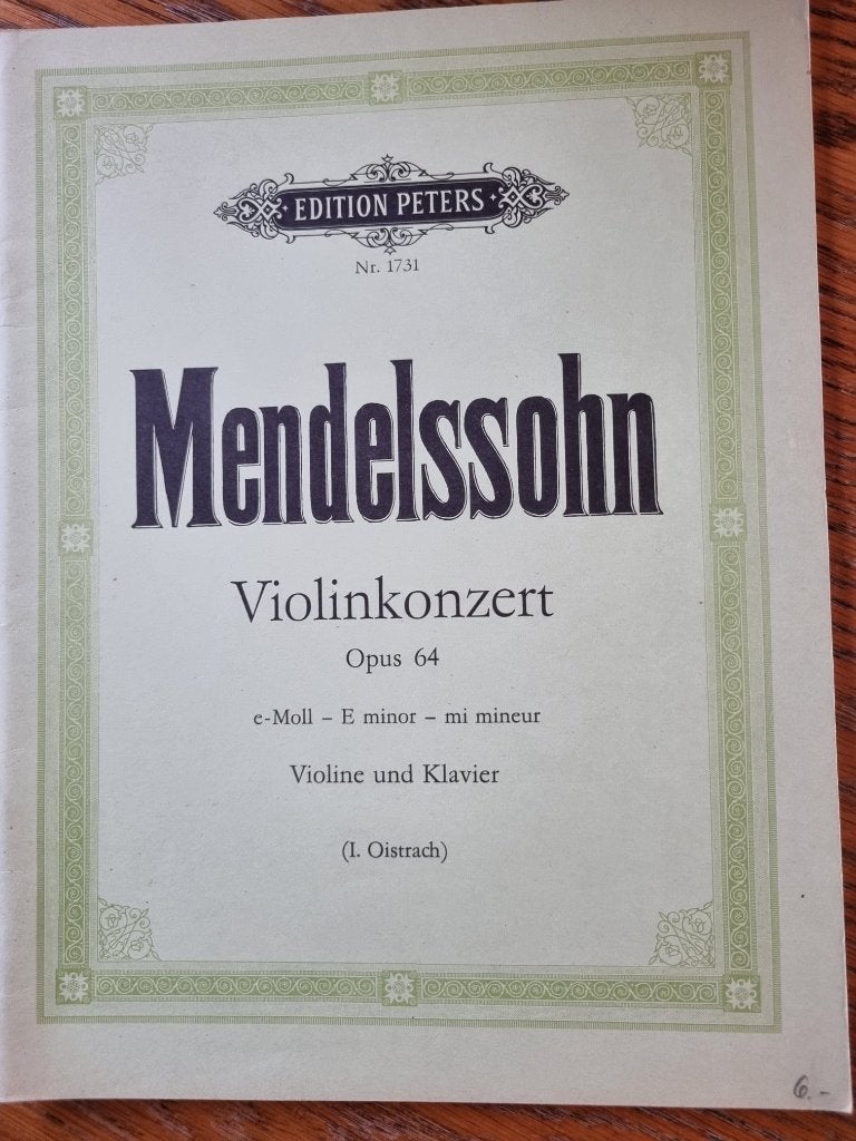 Mendelssohn Violinkonzert Opus 64, E minor (Viool en Piano), Muziek en Instrumenten, Gebruikt, Klassiek, Ophalen of Verzenden