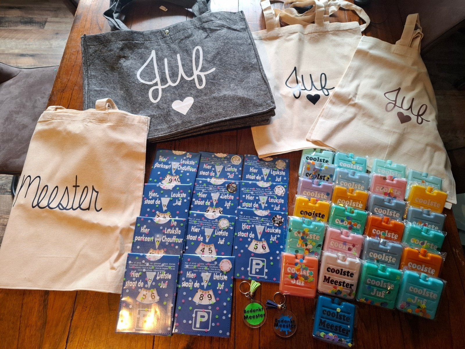 partij juf en meester cadeautjes, Hobby en Vrije tijd, Ophalen of Verzenden, Nieuw