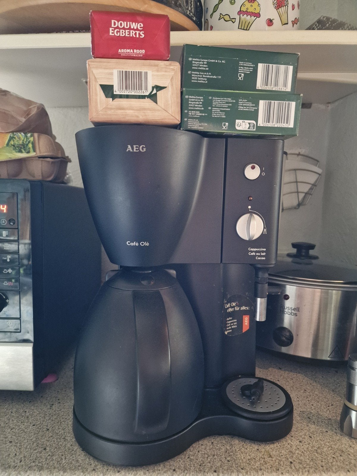 AEG Koffiezetapparaat met Stoompijpje voor Melkopschuimen, Stoompijpje, Gebruikt, Koffiemachine, Gemalen koffie