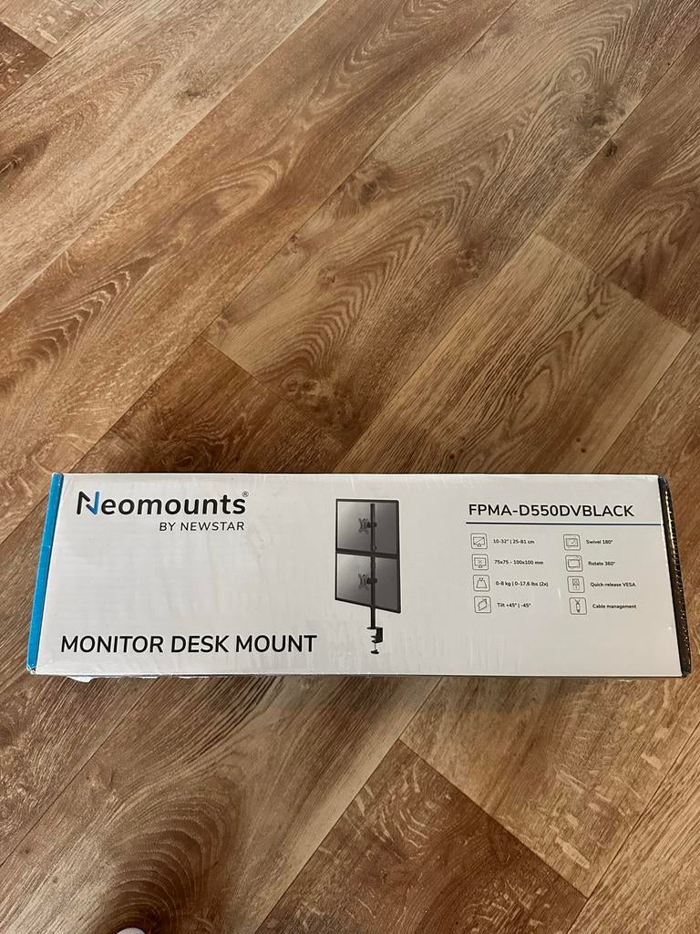 Neomounts FPMA-D550DVBLACK Monitor Bureau Beugel, Computers en Software, Monitoren, Ophalen, Draaibaar, Nieuw, Overige typen