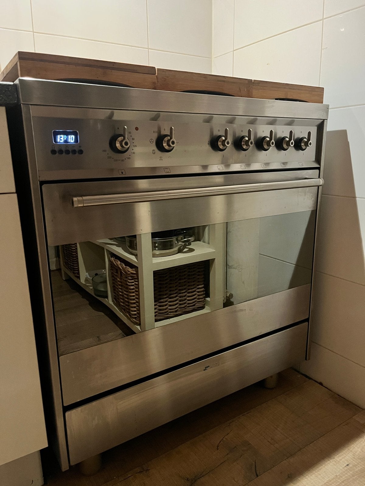 SMEG 5 pits gasfornuis met oven 80 breed, Ophalen, 60 cm of meer, Zo goed als nieuw, Gas
