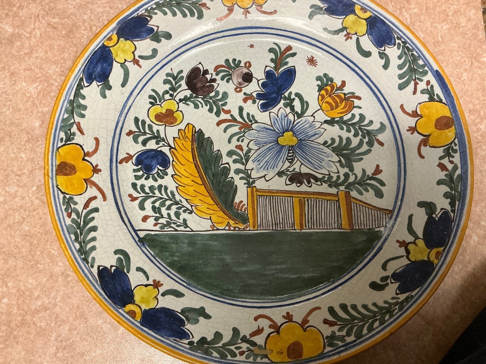 Antiek Delfts Blauw Wandbord - Handgeschilderd, Antiek en Kunst, Ophalen