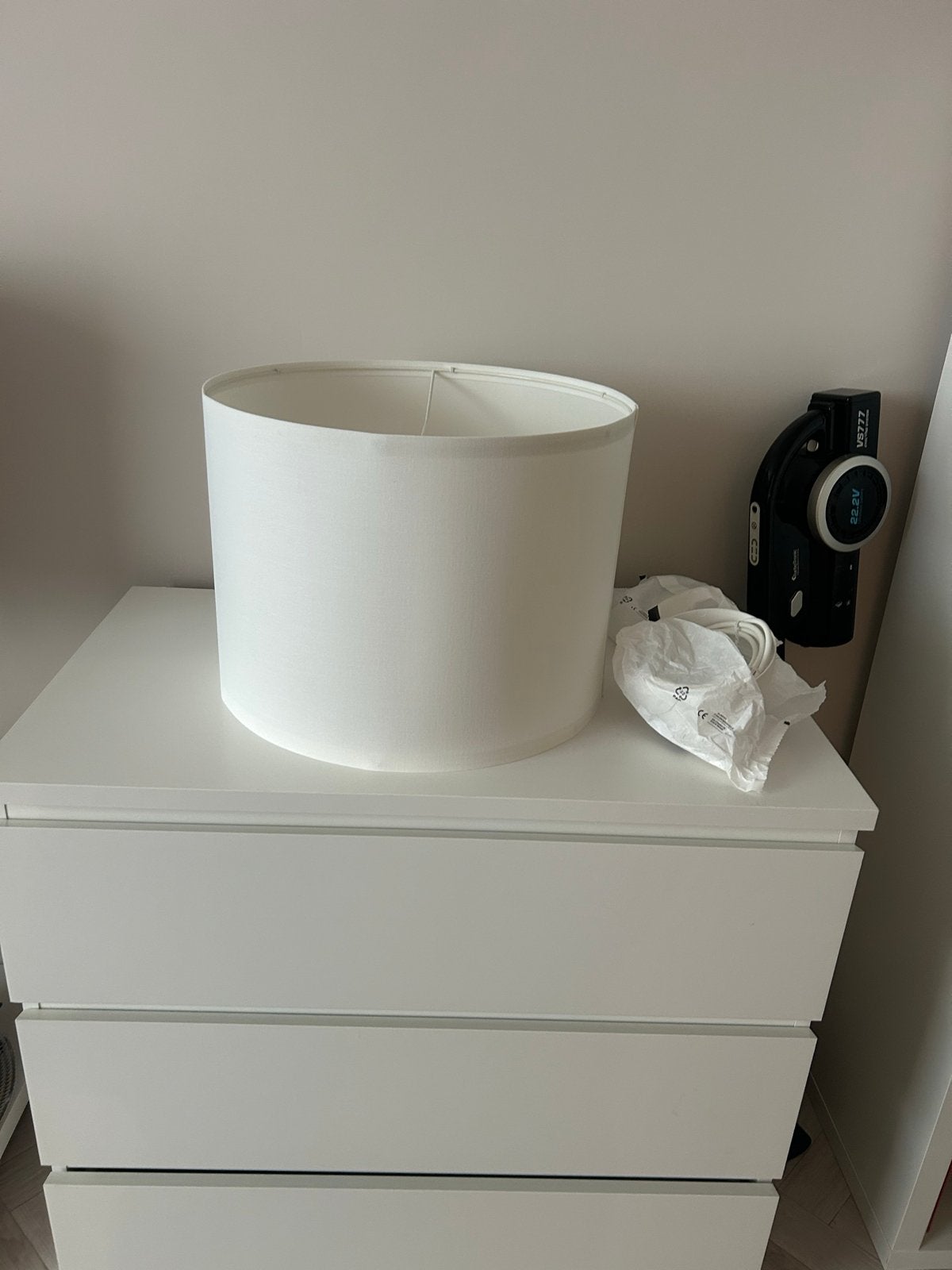 2x IKEA Ringsta lampenkappen wit + 2x Havsdjup hangsystemen, Wit, Rond, Nieuw, Textiel