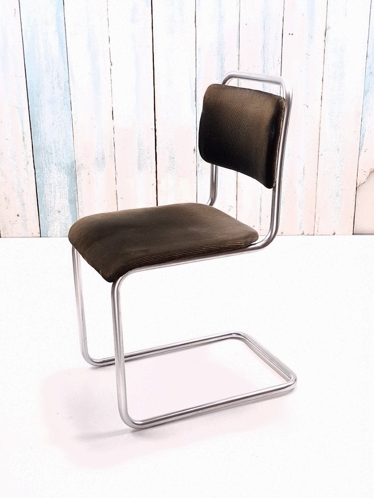 Vintage authentieke mat Chroom 101 Gispen stoel, Huis en Inrichting, Stoelen, Ophalen, Gebruikt, Bruin, Overige materialen