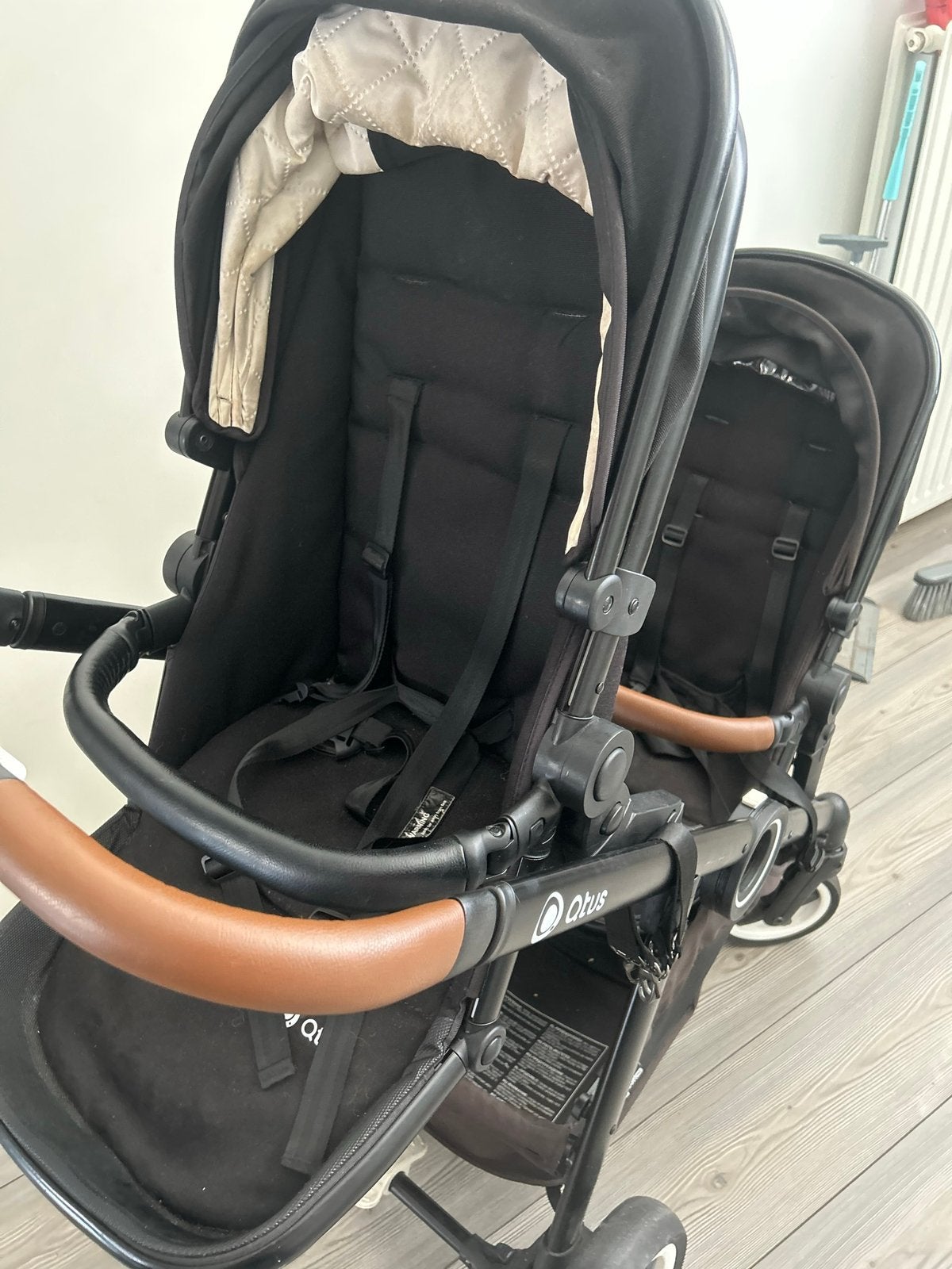 Qtus Duo tweeling buggy #nette staat €150 + gratis loopfiets, Ophalen, Gebruikt, Verstelbare rugleuning