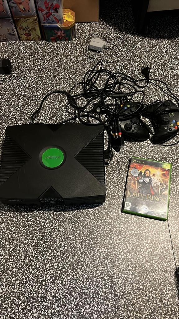 Xbox original met 2 controllers en bijbehorende kabels, Ophalen of Verzenden, Gebruikt, Met 2 controllers