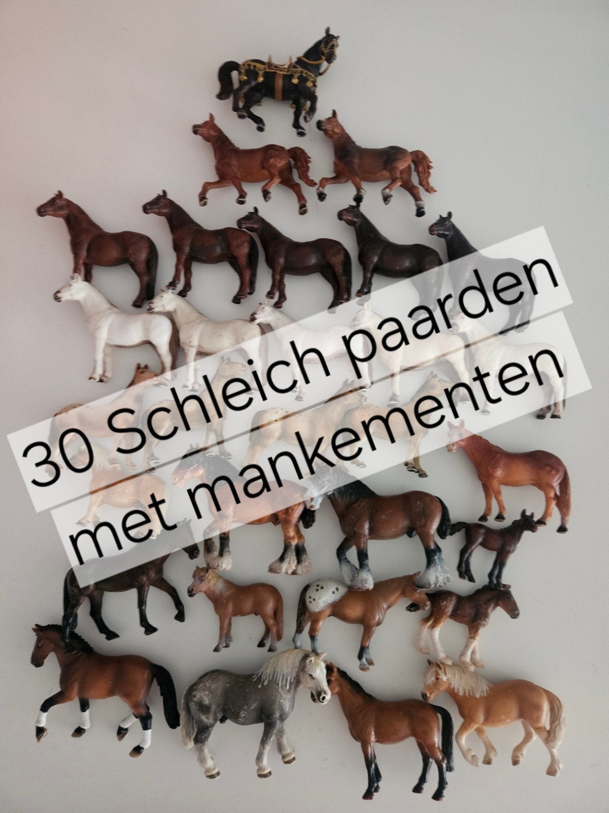 30 Schleich paarden met mankementen (oude collectie), Verzamelen, Dierenverzamelingen, Ophalen of Verzenden, Gebruikt, Paard, Beeldje of Figuurtje