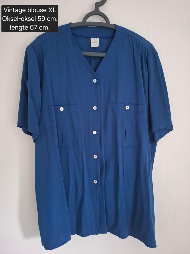 Vintage kobaltblauwe blouse, maat XL, Kleding | Dames, Ophalen of Verzenden, Gedragen, Maat 46/48 (XL) of groter, Blauw