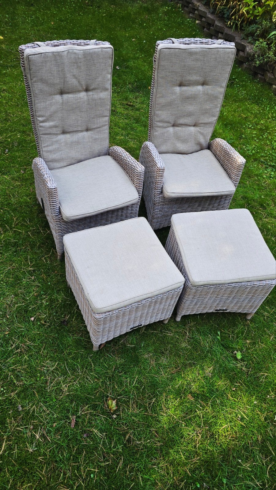 Intenso Furniture verstelbare loungestoelen met voetenbank, Tuin en Terras, Ophalen, Gebruikt, Wicker, Verstelbaar