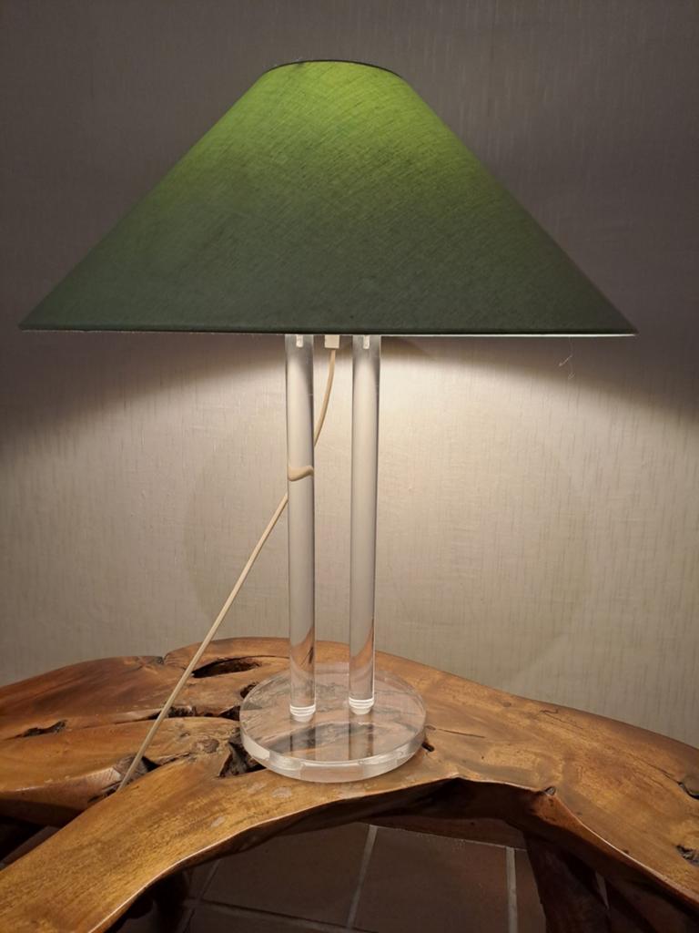 Vintage plexieglas tafellamp, Ophalen, Zo goed als nieuw, Stof, 50 tot 75 cm