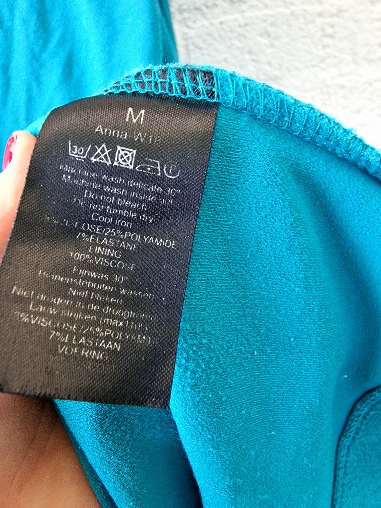 Kyra & Ko jurk petrol M 3/4 mouw stretch, Maat 38/40 (M), Blauw, Ophalen of Verzenden, Zo goed als nieuw