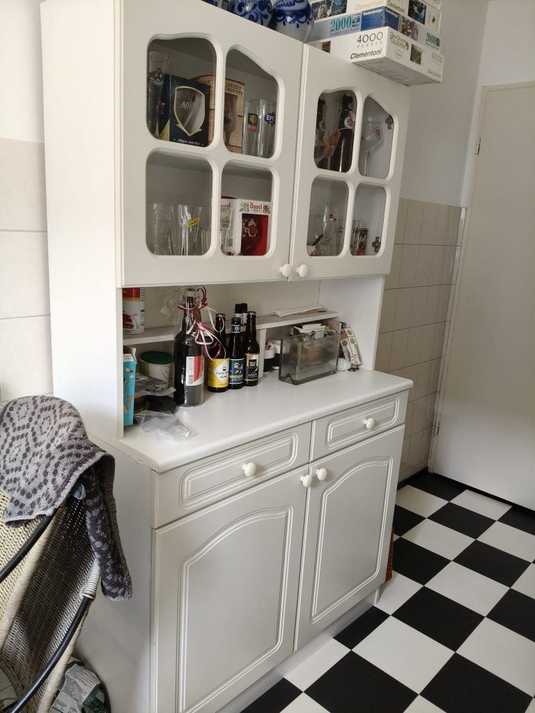 Buffetkast wit, Ophalen, Gebruikt, Met deur(en), Glas