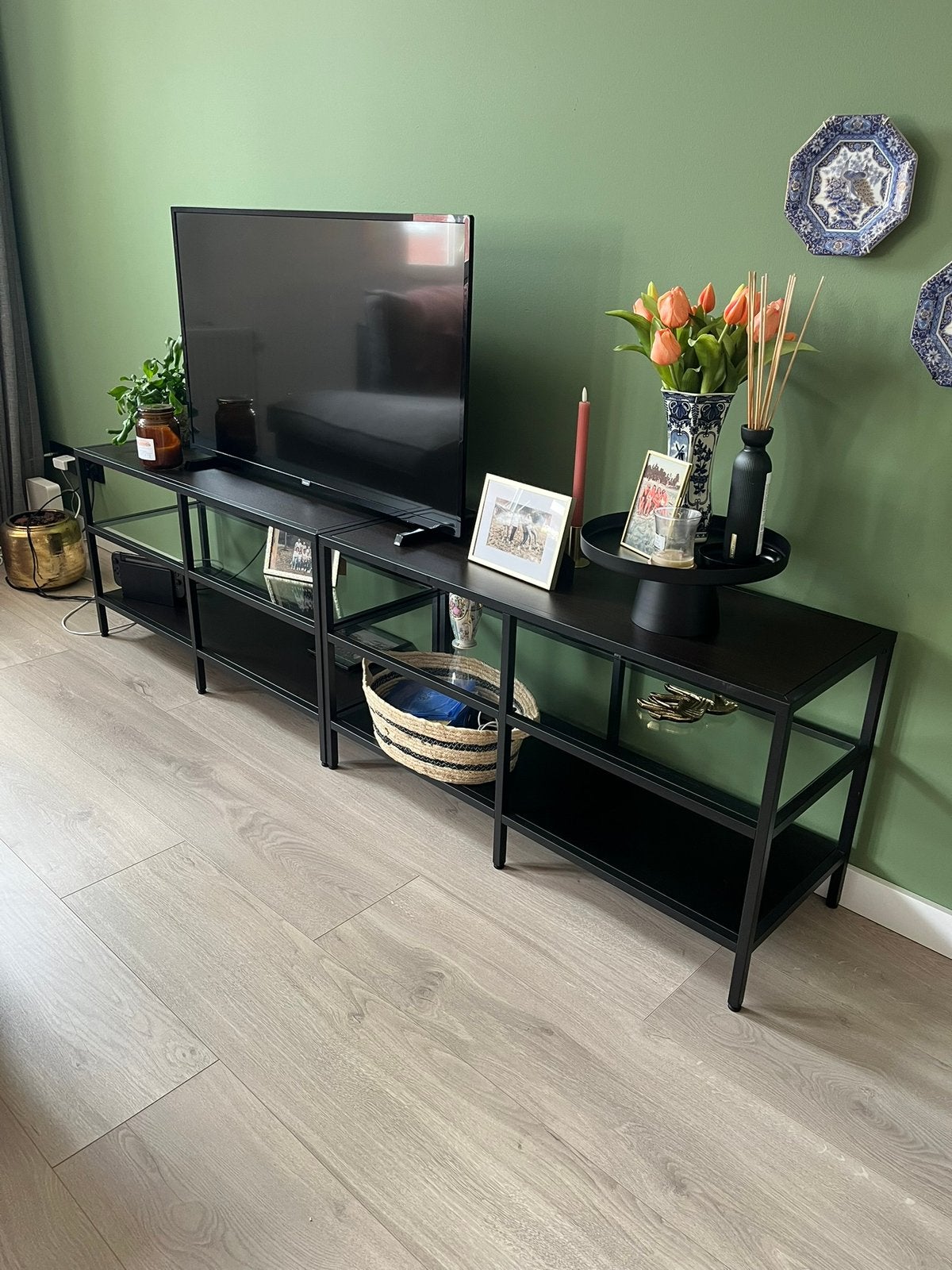 Tv meubel sidetable staal 2 stuks ikea, Huis en Inrichting, Tafels | Sidetables, Ophalen, Zo goed als nieuw, 25 tot 50 cm, Rechthoekig