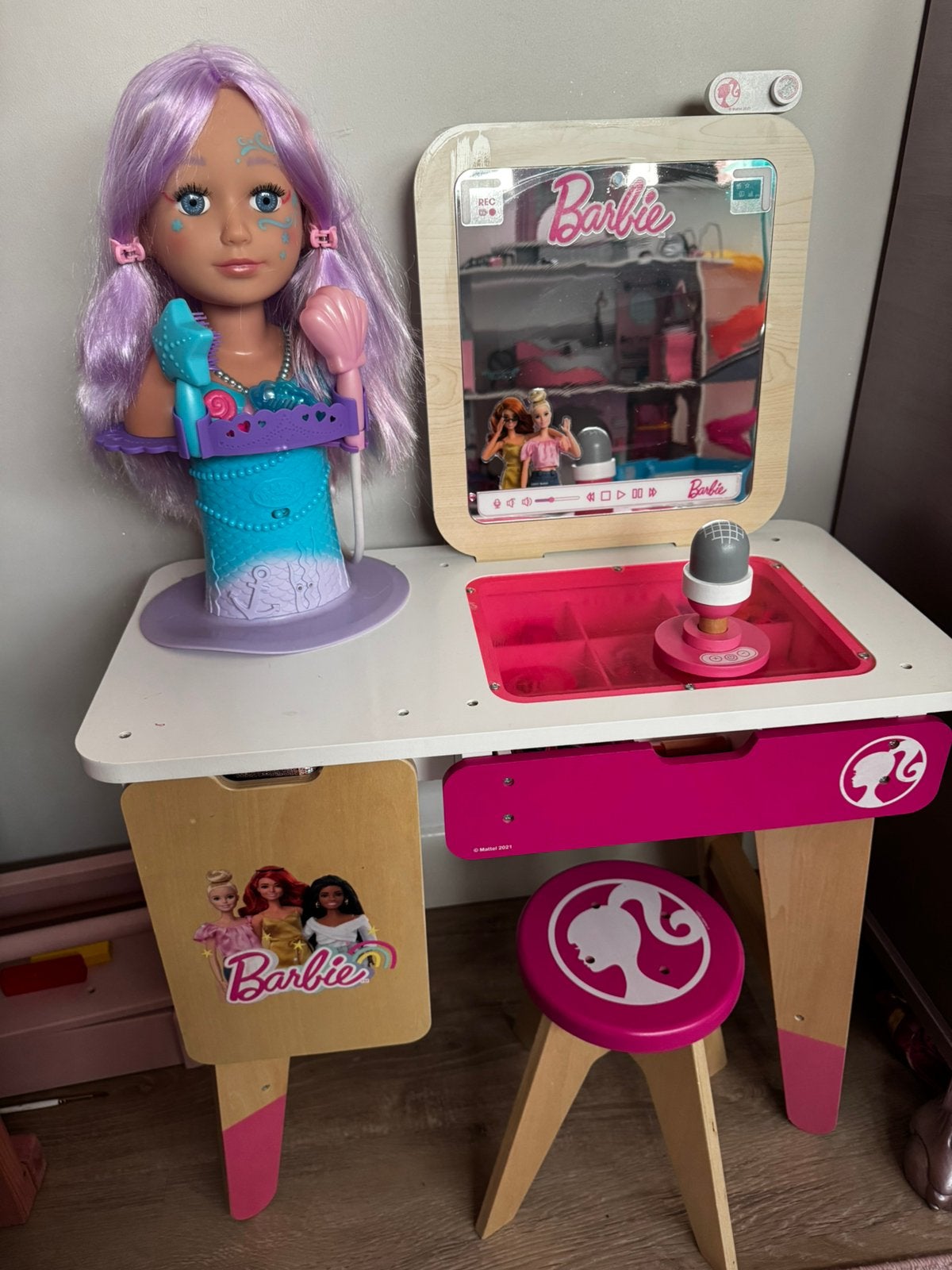 Barbie vlogger studio make up tafel van hout, Ophalen, Zo goed als nieuw, Barbie