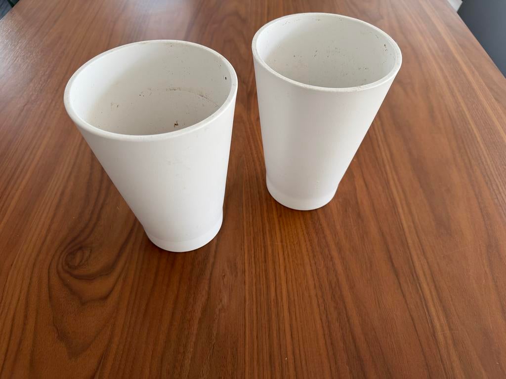 2x IKEA PAPAJA Bloempot Wit - Gebruikt, Tuin en Terras, Bloempotten, Ophalen, Rond, Binnen, Zo goed als nieuw