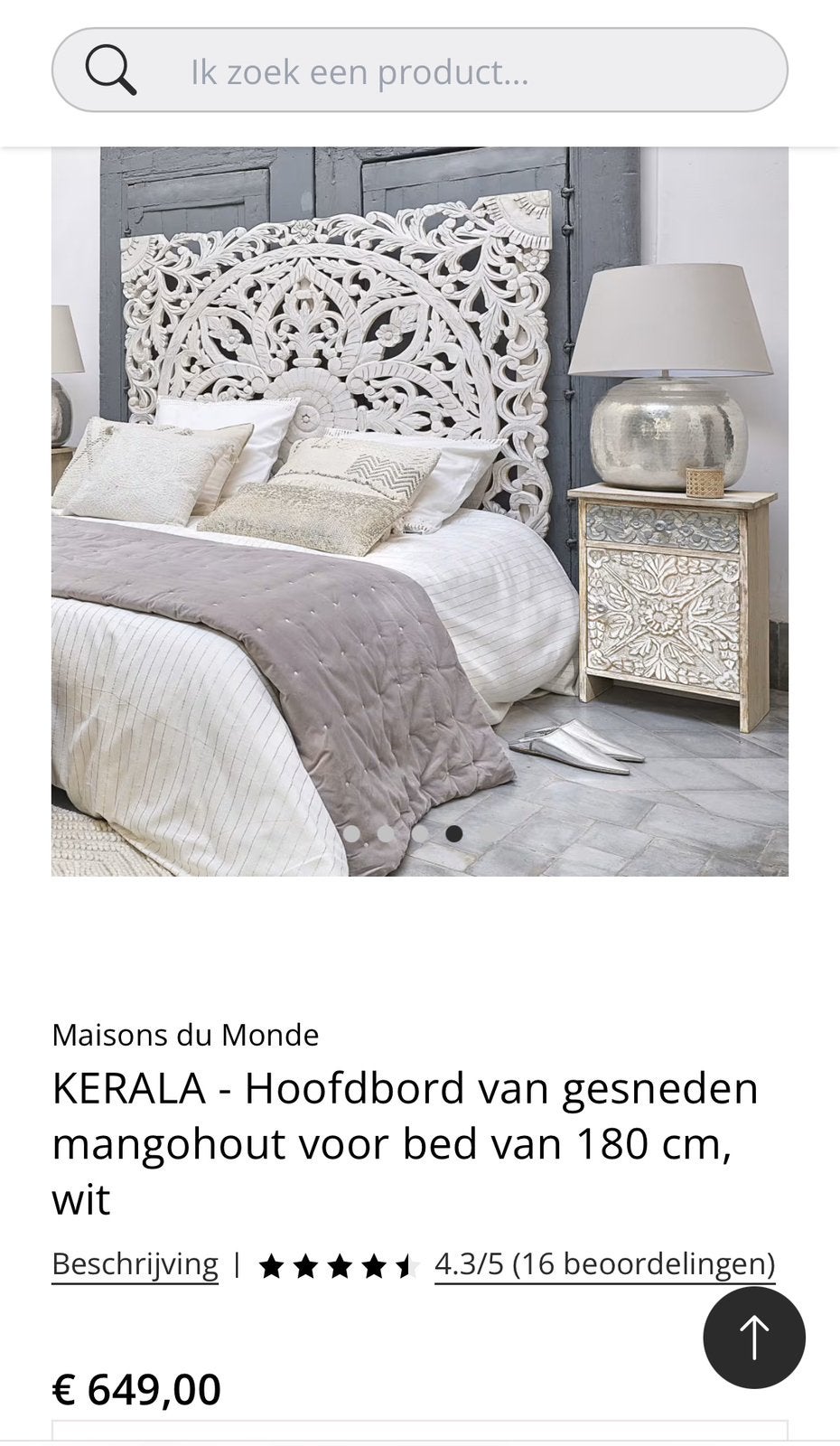 Hoofdbord Maisons du Monde, Ophalen, Wit, Tweepersoons, 190 cm of minder
