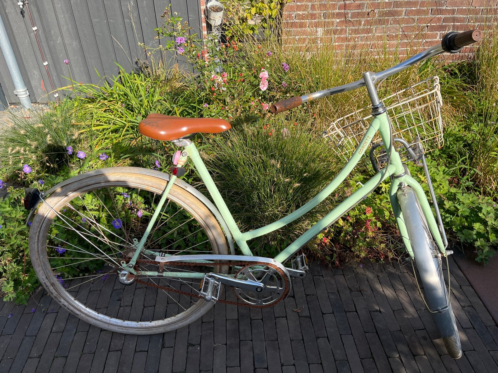 Damesfiets Roetz met mandje - Groen, Fietsen en Brommers, Terugtraprem, Versnellingen, Ophalen, Overige merken