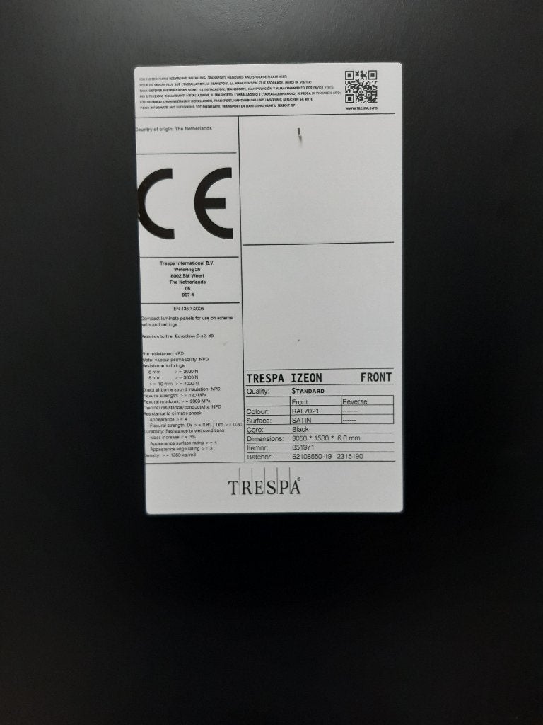 TRESPA platen in 13 ral kleuren  de gehele bouwvak TEUGE, Ophalen, Nieuw, HPL, Minder dan 20 mm