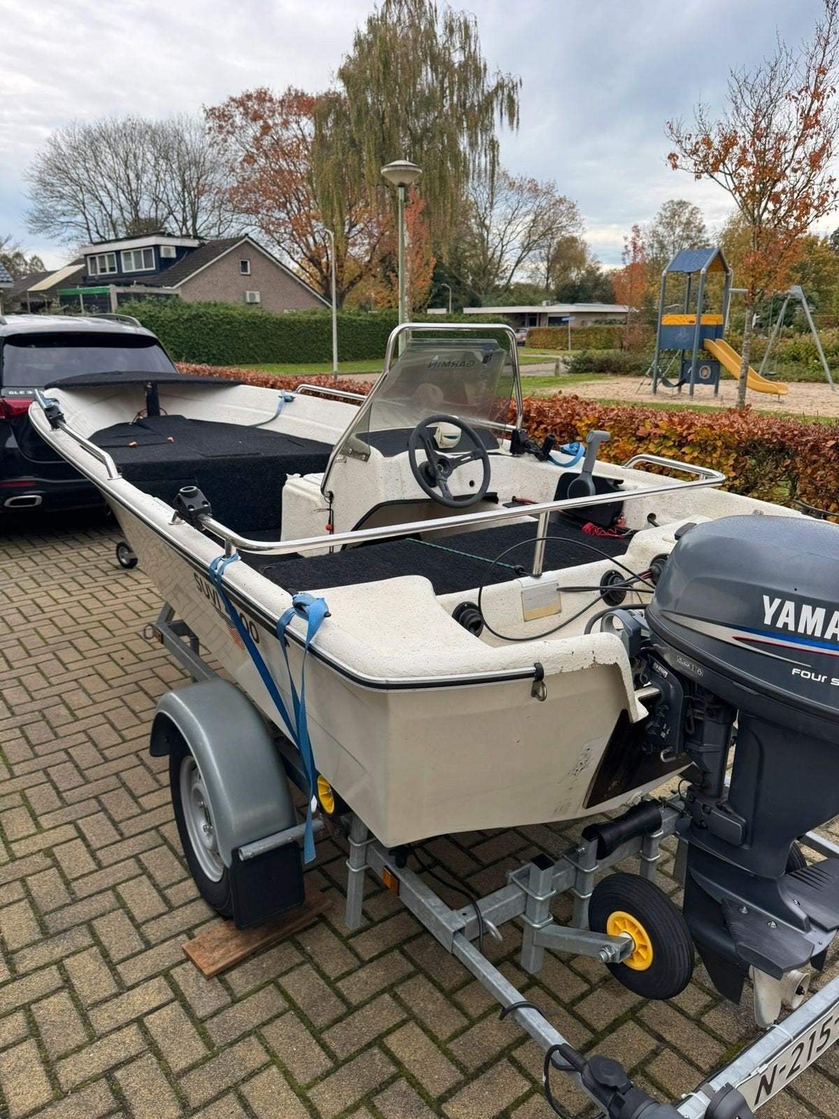 Visboot consoleboot met nieuwe trailer en fishfinder, Consoleboot, Ophalen, Trailer