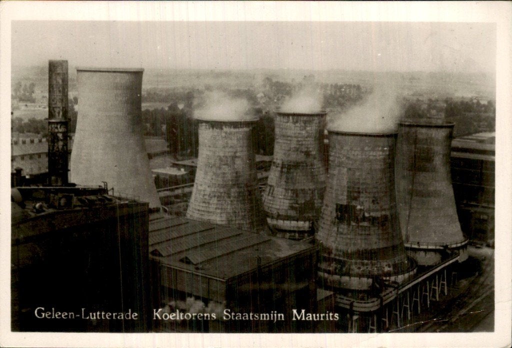 Geleen-Lutterade - Koeltorens - Staatsmijn Maurits, Ophalen of Verzenden, 1940 tot 1960, Gelopen, Limburg