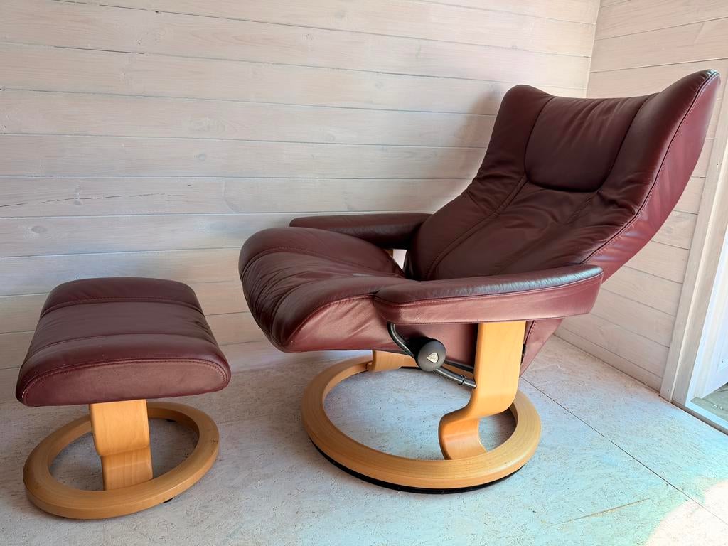Stressless relax fauteuil verstelbaar en draaibaar, Huis en Inrichting, Fauteuils, Ophalen, Zo goed als nieuw, 50 tot 75 cm, Leer