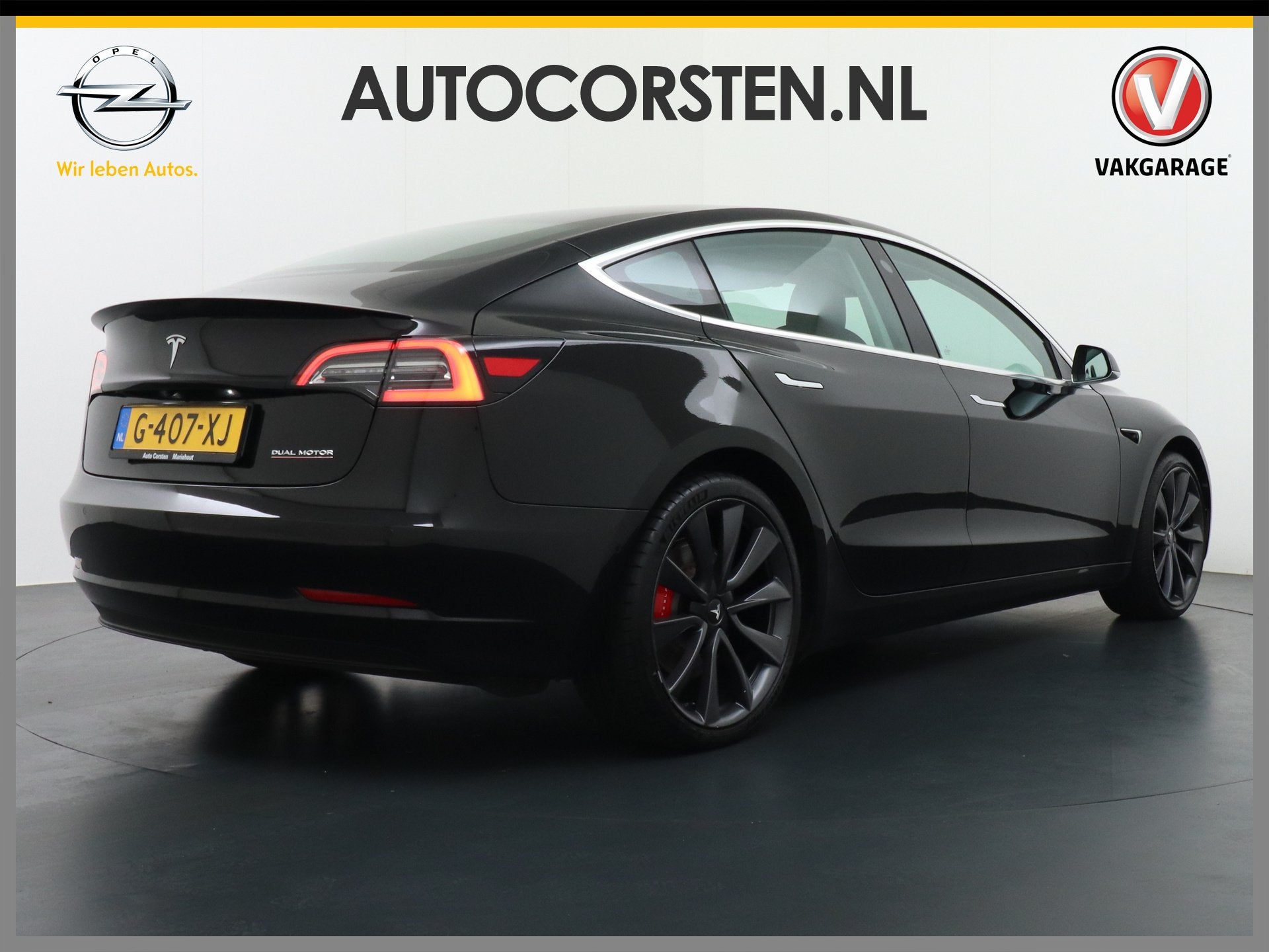 Tesla Model 3 Performance 513pk 0-100kmh in 3,4 sec. 20"lm F, Auto's, Zwart, 513 pk, Verwarmde buitenspiegels, 84 €/maand