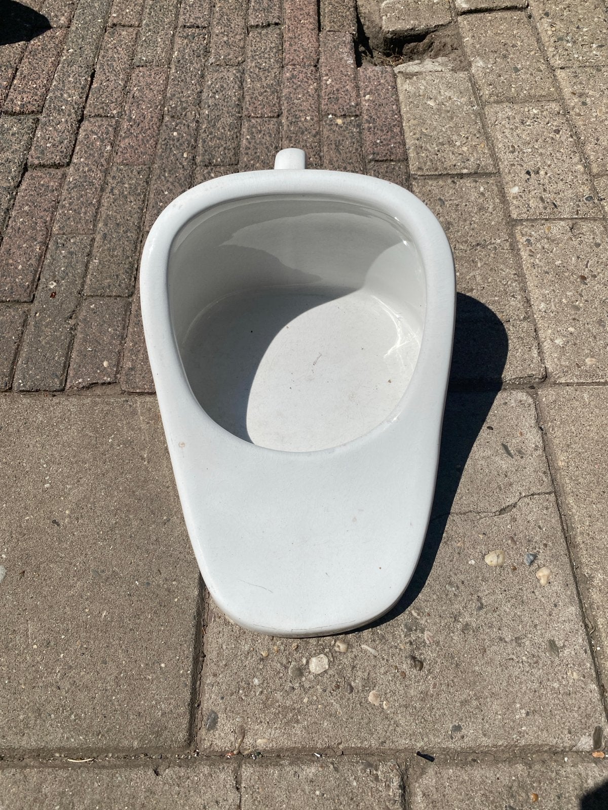 Vintage wit keramisch urinoir met handvat, Ophalen of Verzenden, Gebruikt, Toilet