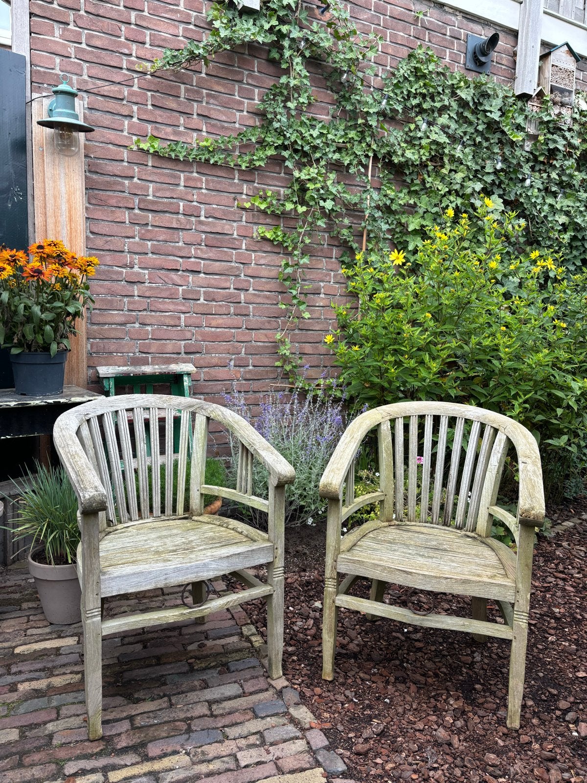 Houten buitenstoelen, Tuin en Terras, Ophalen, Gebruikt, Hout