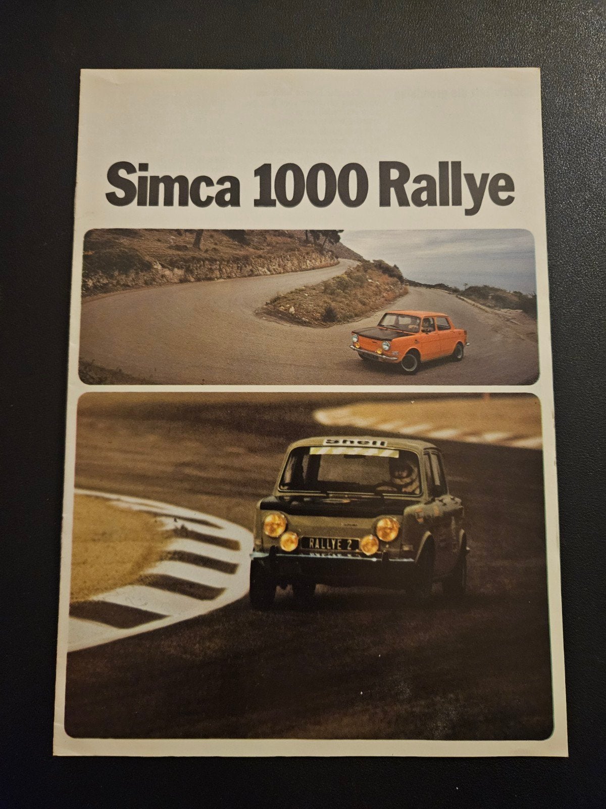 Brochure Simca 1000 Rallye 1 & 2 1973, Ophalen of Verzenden, Zo goed als nieuw, Overige merken