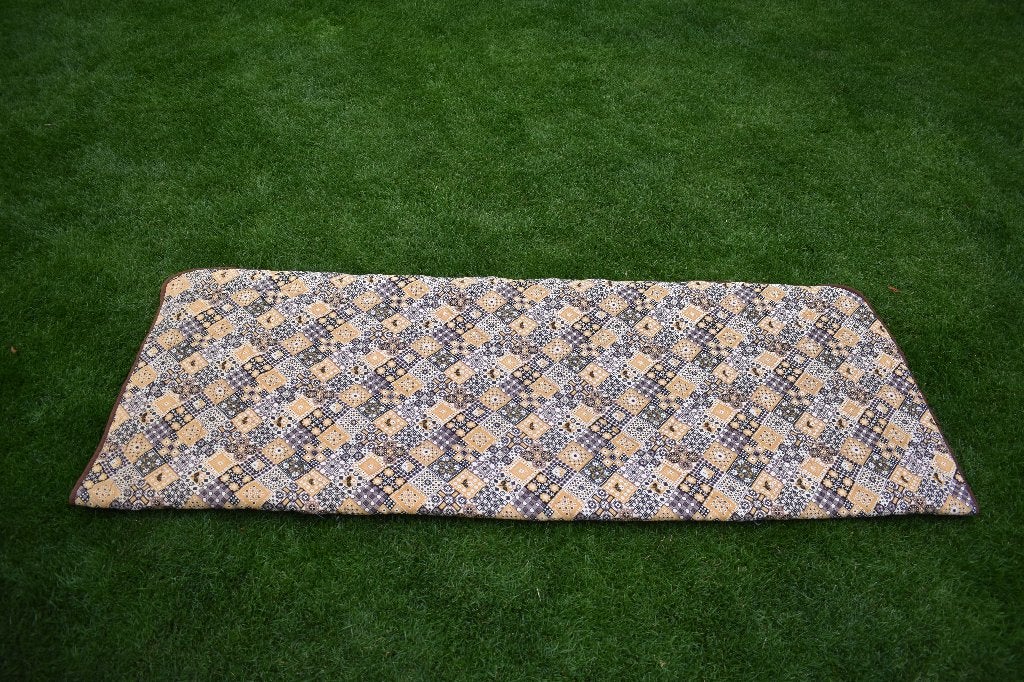 retro vintage gele slaapzak jr 70 met bloemen, Caravans en Kamperen, Slaapzakken, Gebruikt, Ophalen of Verzenden