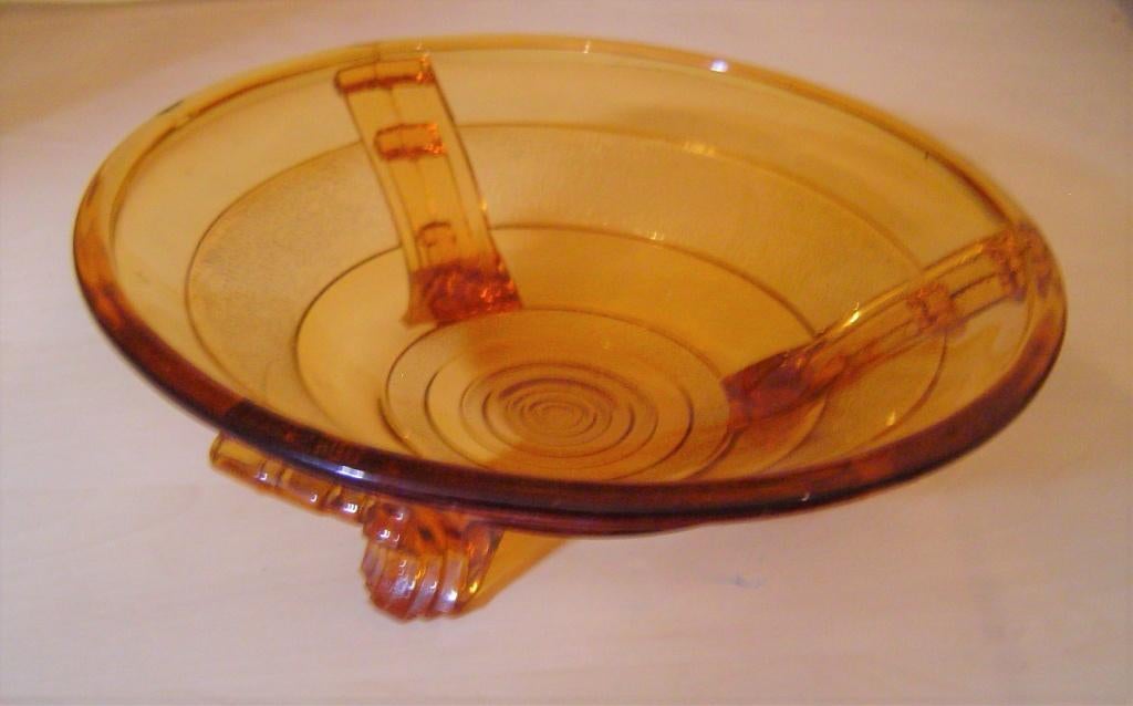 Antieke   ART DECO schaal van glas, Ophalen of Verzenden