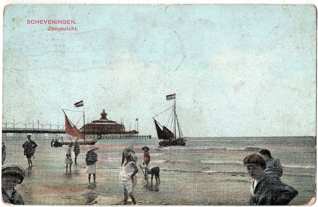 Scheveningen Zeegezicht met pier, verstuurd 1914, prijs 5,50, Verzenden, Voor 1920, Gelopen, Zuid-Holland
