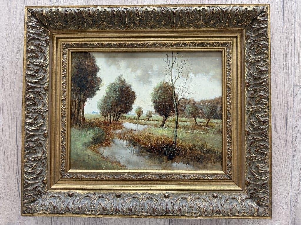 schilderij klassiek, Antiek en Kunst, Paneel, Nederlandse school, Verzenden, Landschap