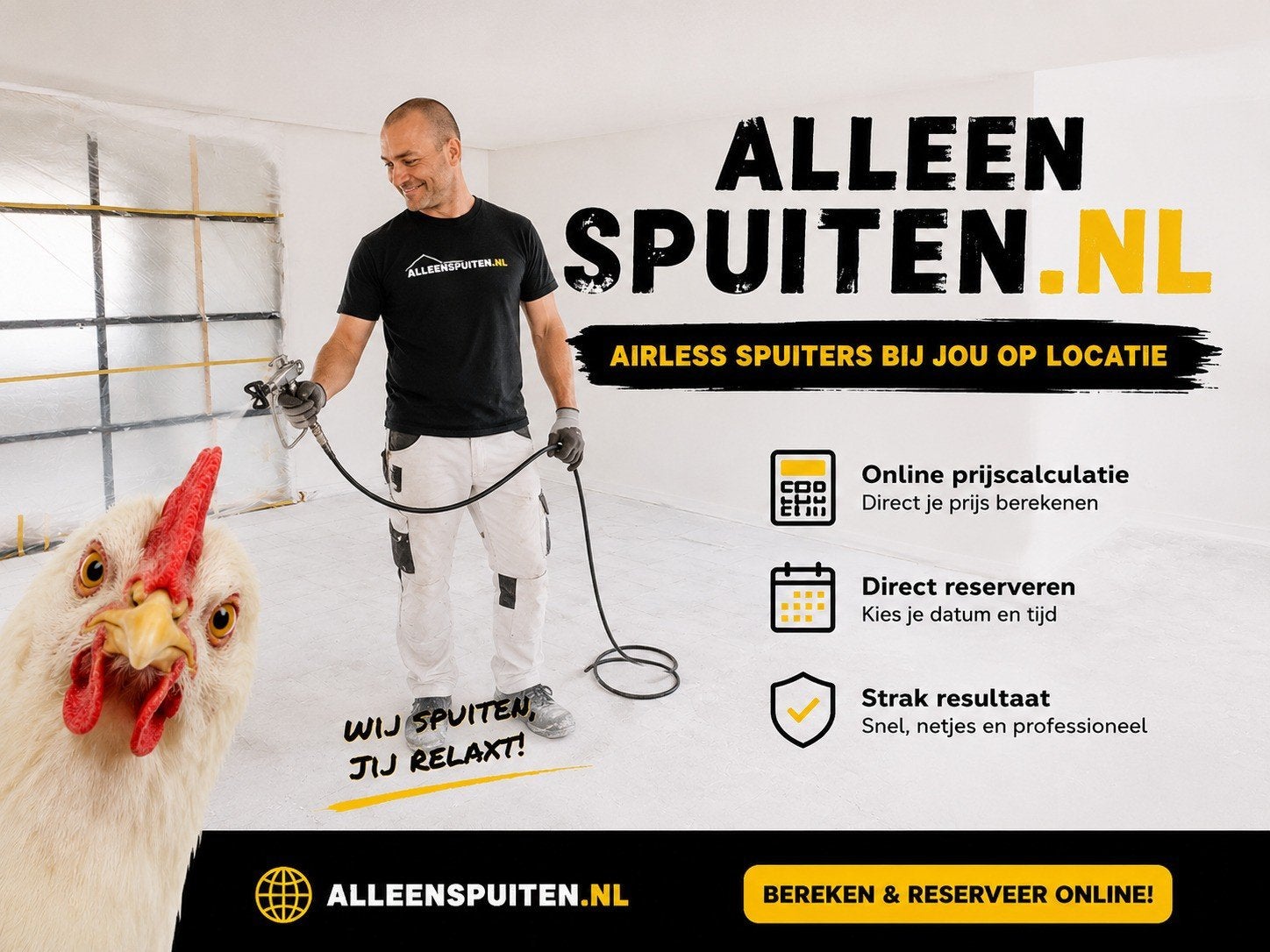 Airless latex spuiten - klaar in 1 dag - online offerte, Hobby en Vrije tijd, Schilderen, Ophalen of Verzenden