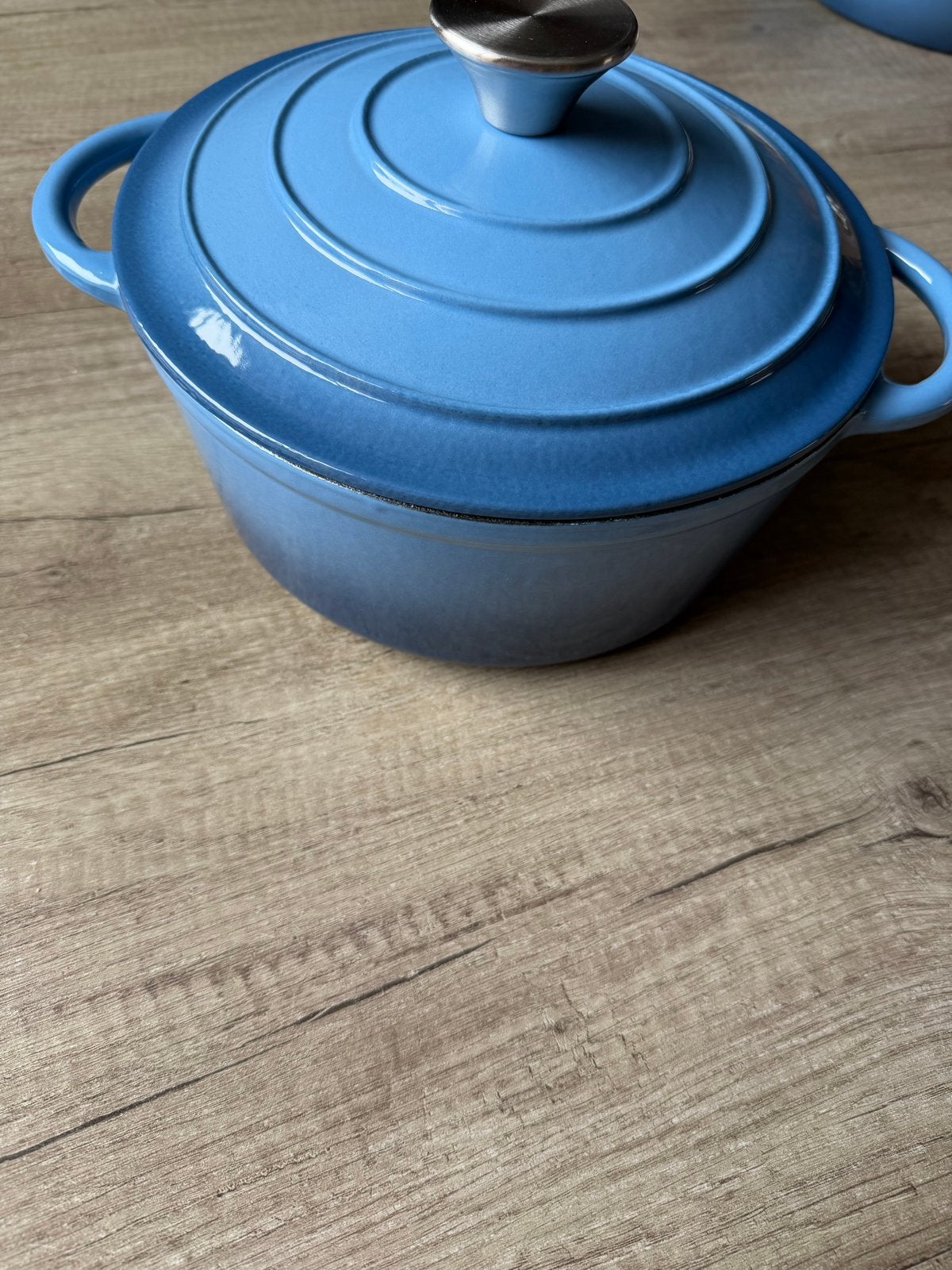 Nieuwe blauwe gietijzeren braadpan met deksel, Eu, Eu, Met handvatten, Nieuw
