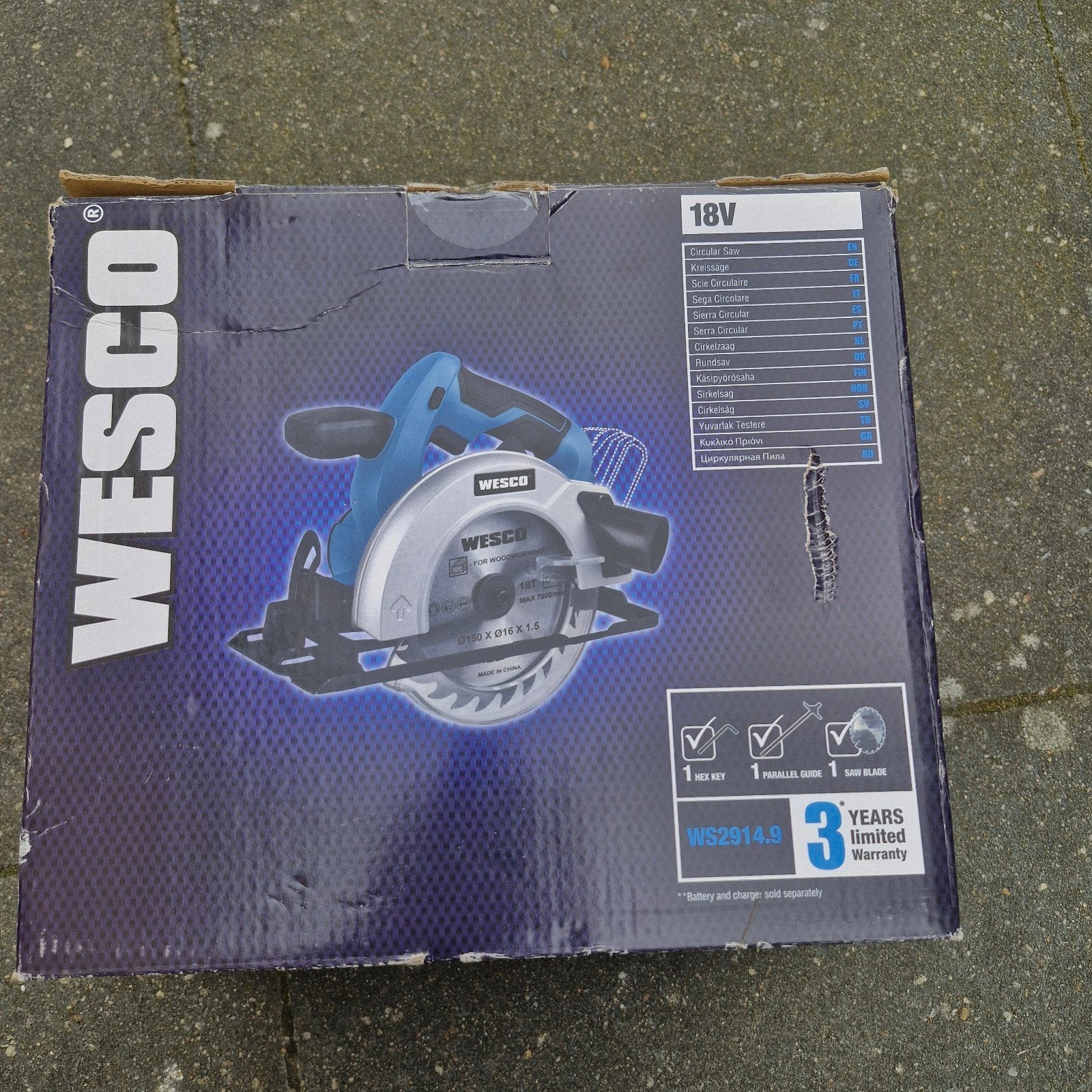 Nieuwe Wesco Cirkelzaag 18V (exclusief accu)