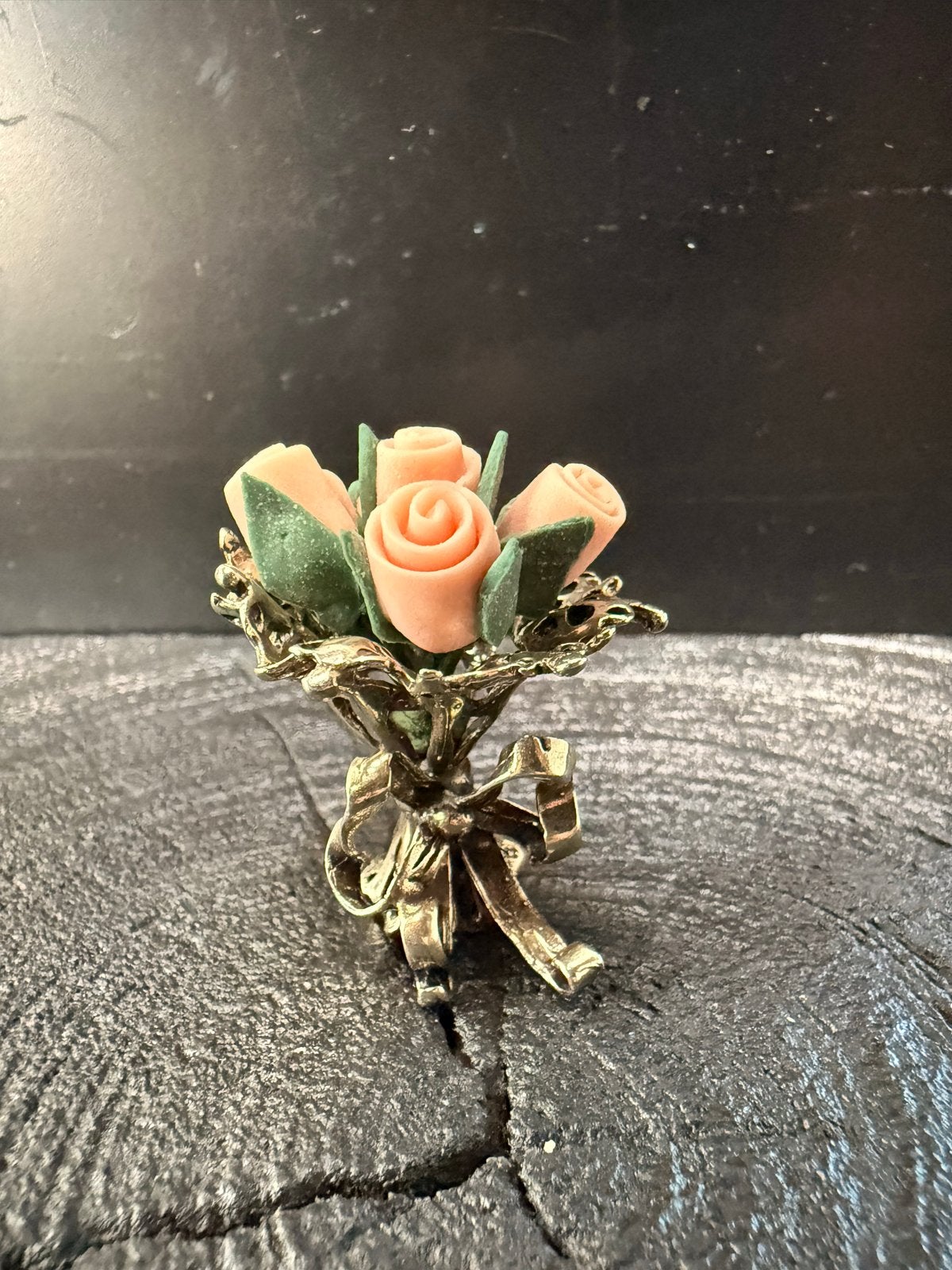 Zilveren Miniatuur Boeket met Roze Rozen, Verzenden, Zilver