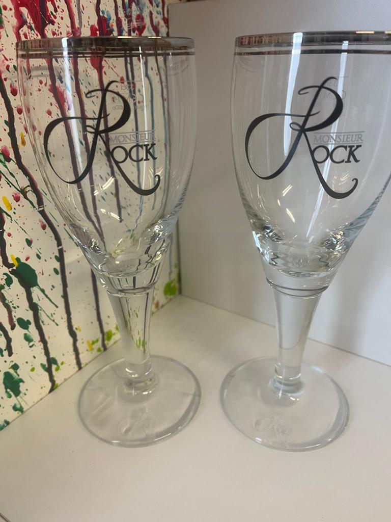 Monsieur Rock bierglazen set van 2 glazen, Ophalen of Verzenden, Nieuw, Glas of Glazen, Overige merken