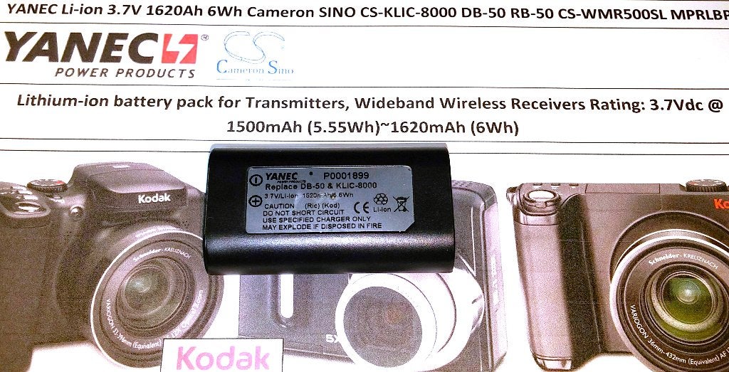 YANEC KODAK CS-KLIC-8000 3.7V 1.620A Ricoh Caplio DB-50 Accu, Ophalen of Verzenden, Nieuw, Oplaadbaar