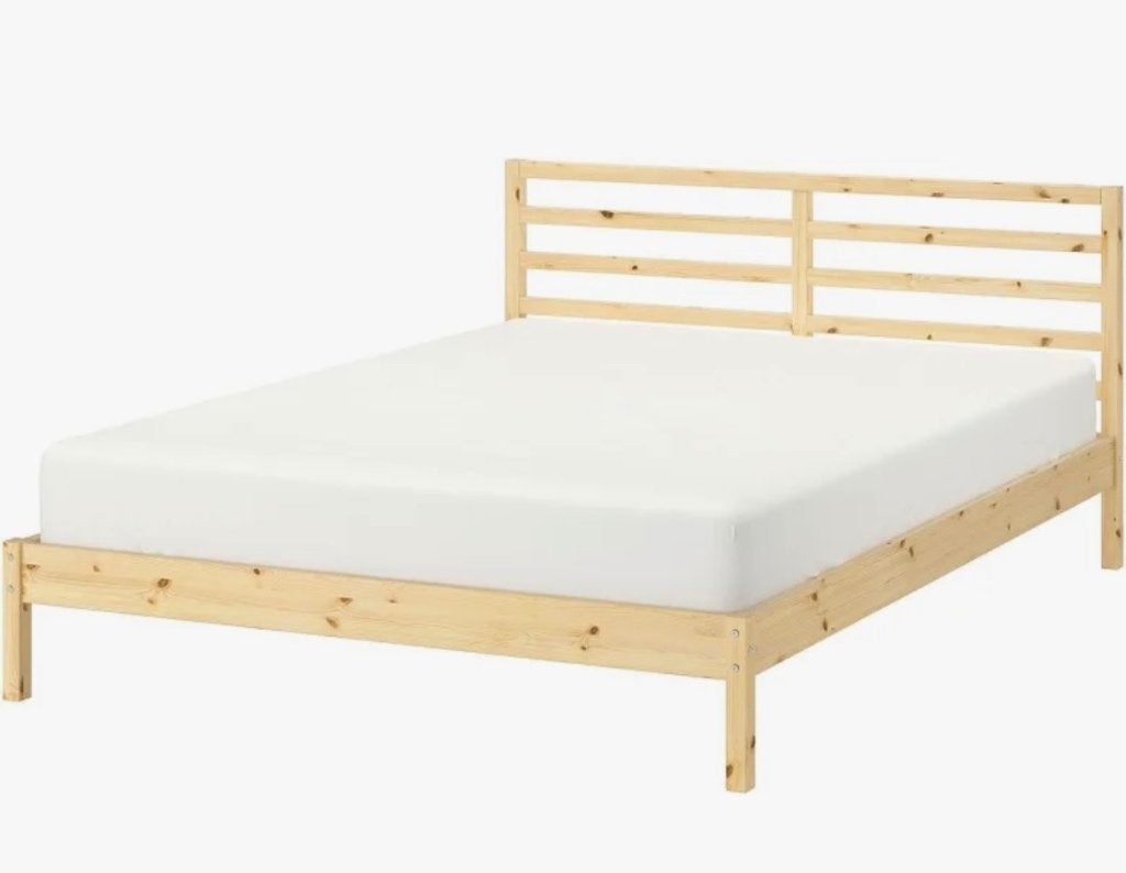 Ikea tarva houten bed 140-200 met matras, Ophalen, Gebruikt, Beige, Tweepersoons
